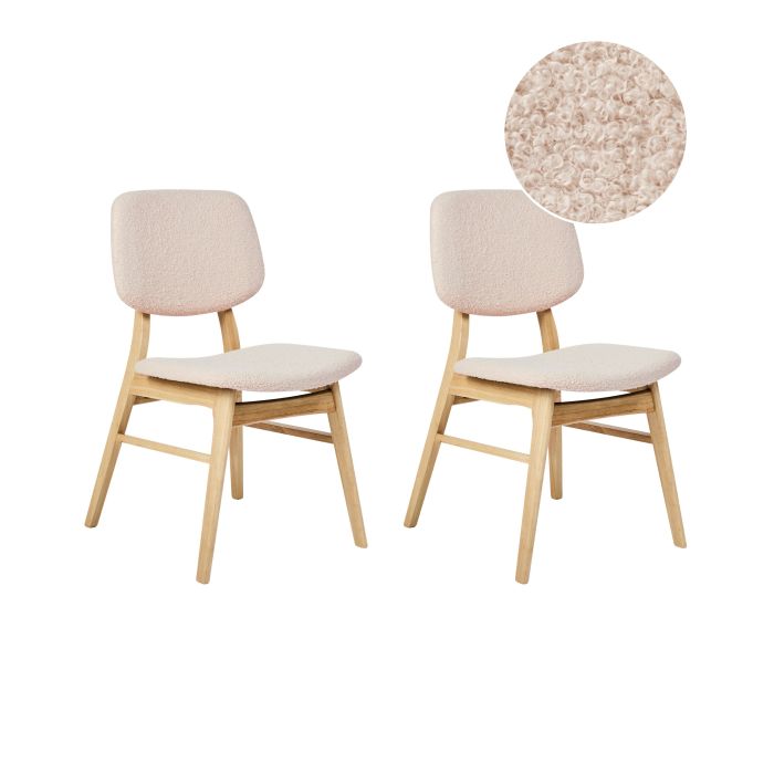 Set of 2 Dining Chairs ELLA Wood Light Beige