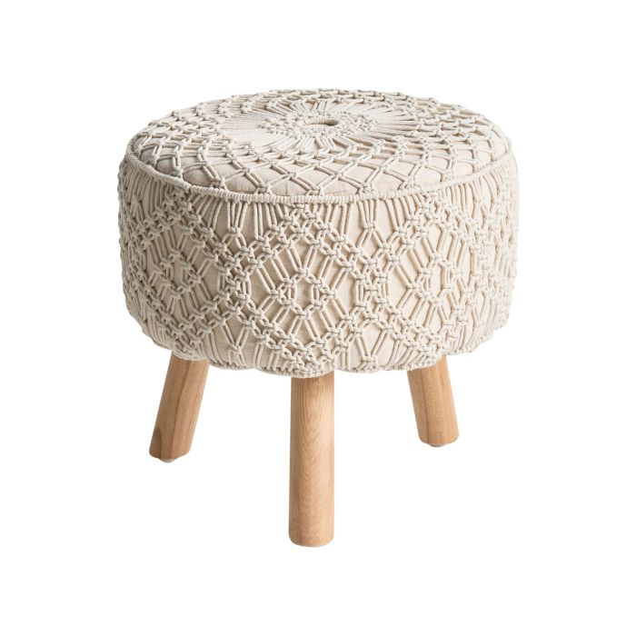 MOWDEN Cotton Footstool - Beige