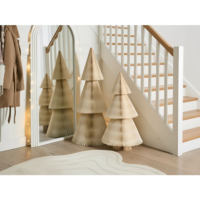 FEGEXI Christmas Decor Tree Figurine Set of 2 - Beige