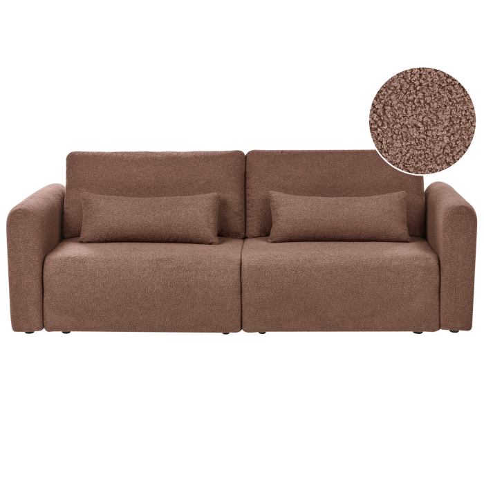MARATHOR Boucle 3 Seater Sofa Bed with Storage - Brown