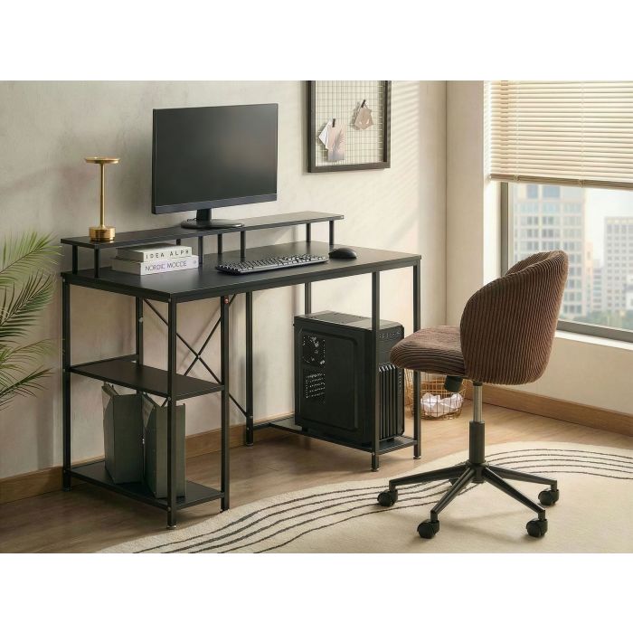 GAXUFA Home Office Desk with Shelves - Black