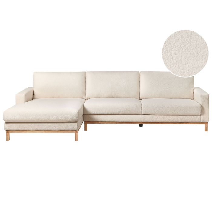 Right Hand Boucle Corner Sofa White SIGGARD