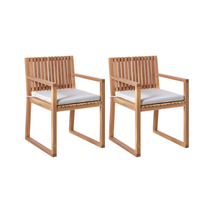 ARBOR Set of 2 Garden Chairs with Cushions - Light Grey