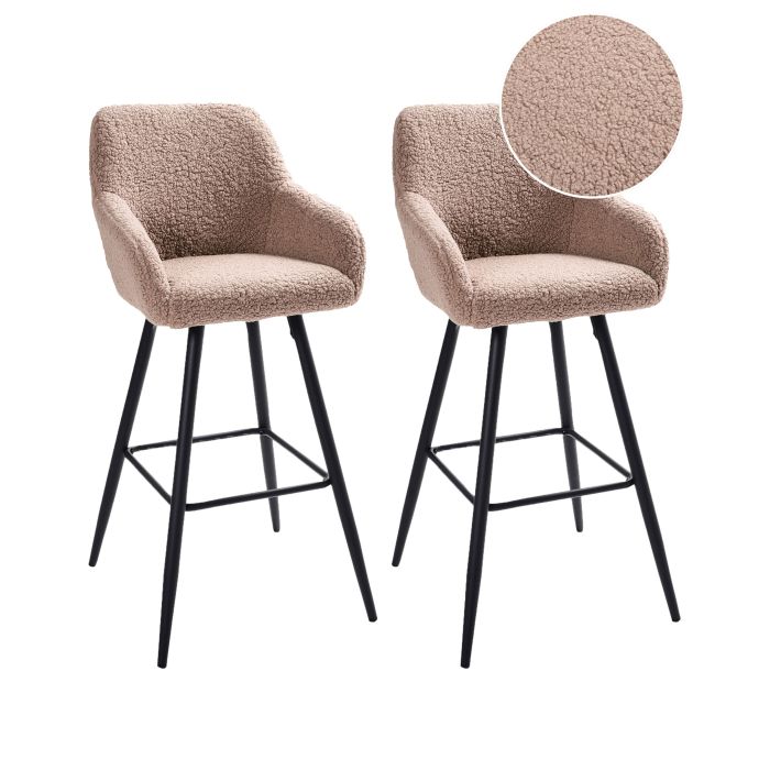 GEDDINGWELL Boucle Fabric Bar Chairs Set of 2 - Taupe
