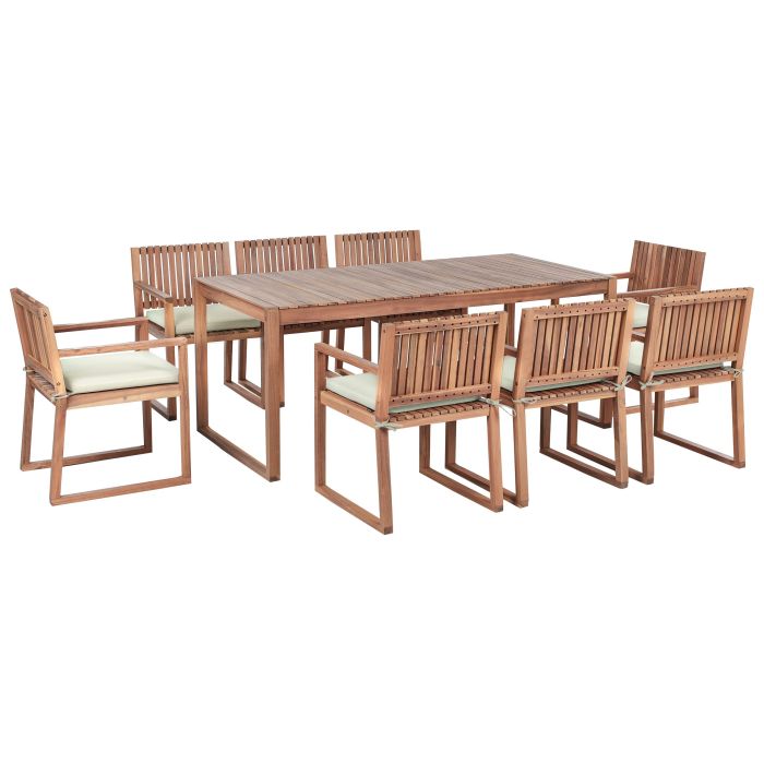 ARBOR 8 Seater Garden Dining Set with Cushions - Light Green