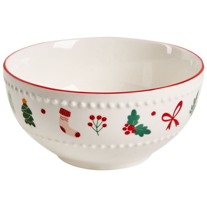 SAFFRONA Dinner Set of 12 Pieces Porcelain Christmas Tableware 4 People - White