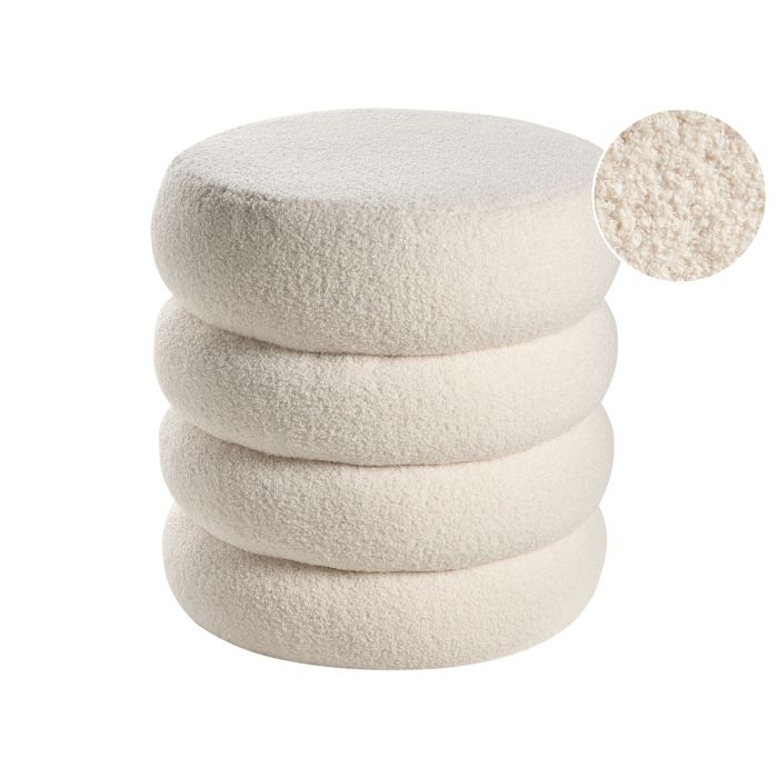 MOSSDEN Boucle Fabric Footstool - Off White