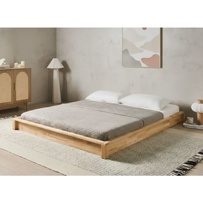 DITAXI Kingsize Rubberwood Bedframe without Headboard - Light Brown
