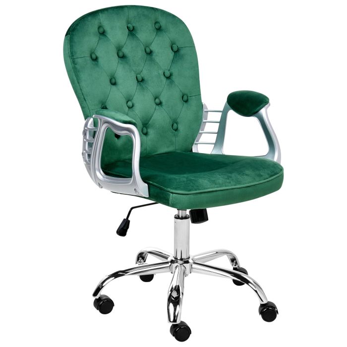 PRINECSS Desk Chair Swivel Velvet Green