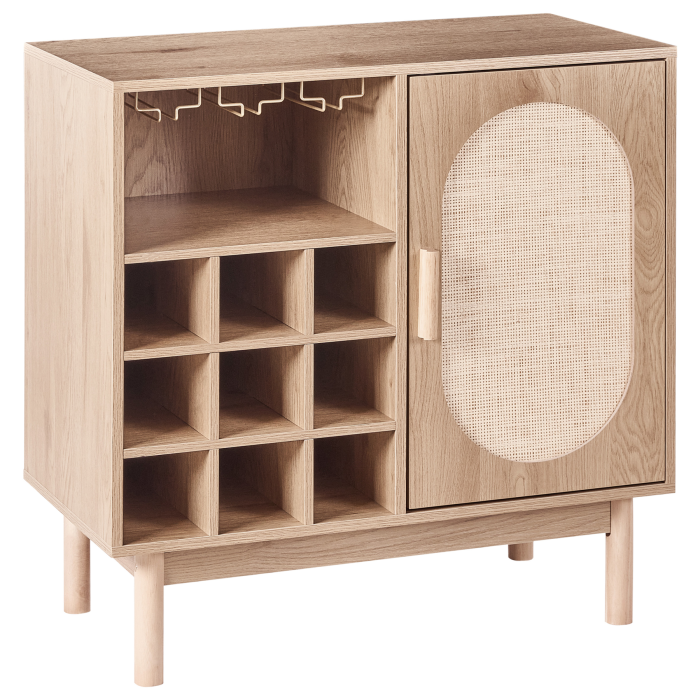 COSTELLA Woodem Wine Cabinet with 1 Cabinet - Light Oak