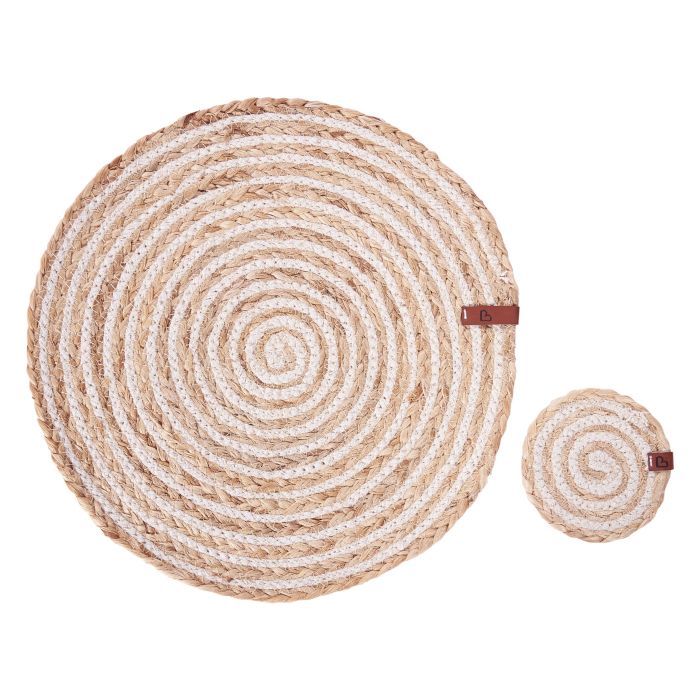 12 Piece Placemats and Coasters Set QUININE Natural Jute