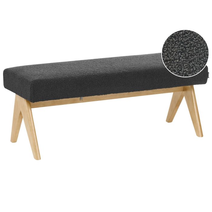 COALWORTH Boucle Fabric Bench - Black with Light Brown