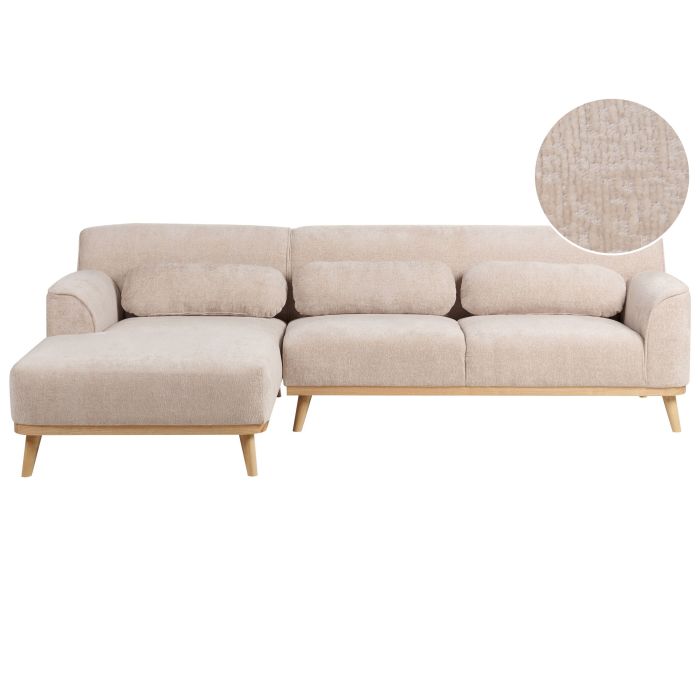 Right Hand Chenille Corner Sofa Beige SIMOS