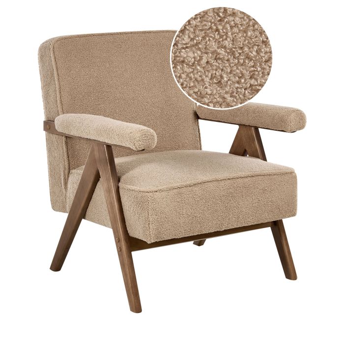 WALDMERE Boucle Fabric Armchair - Sand Beige