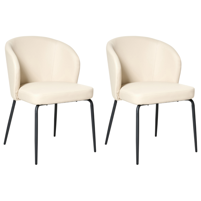 FARWORTH Faux Leather Dining Chair Set of 2 - Light Beige