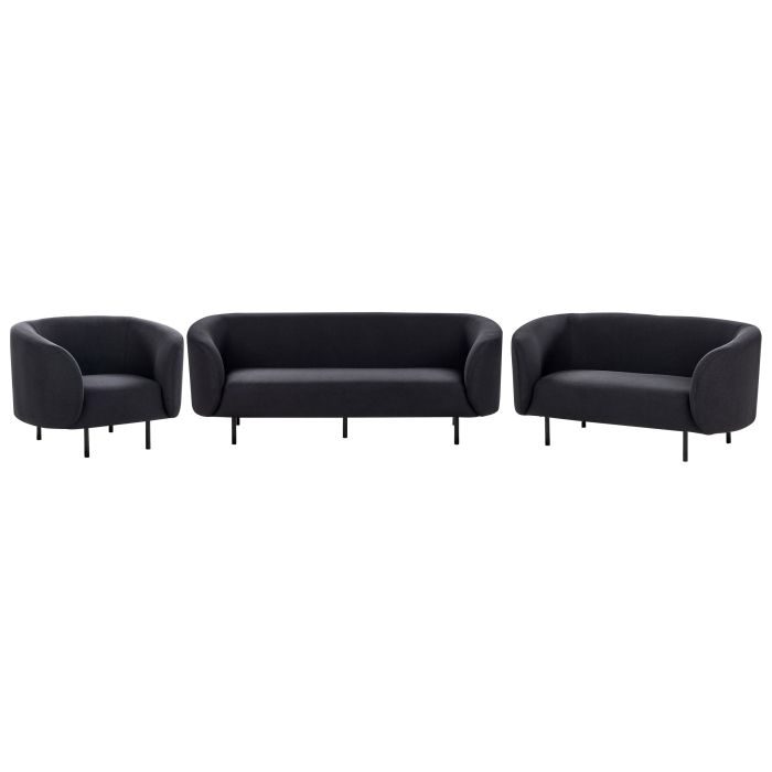 Fabric Living Room Set Black LOEN