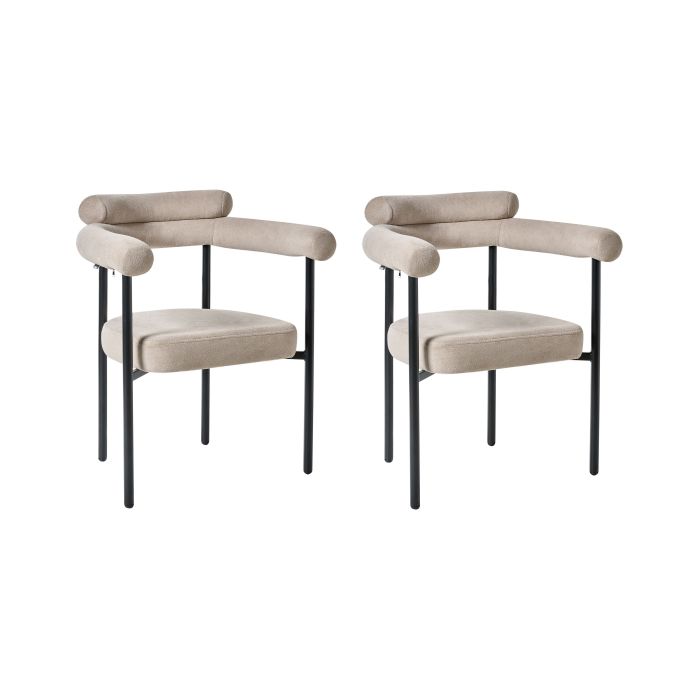 FRENDEN Fabric Dining Chairs - Set of 2 - Beige