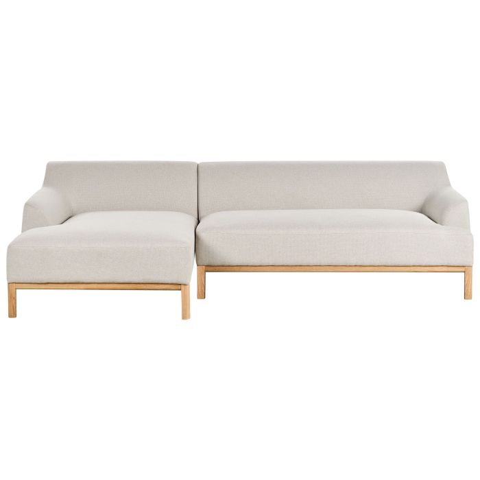 Right Hand Fabric Corner Sofa Light Beige SOSJO