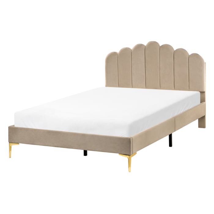 LORYN Small Double Velvet Bedframe - Taupe