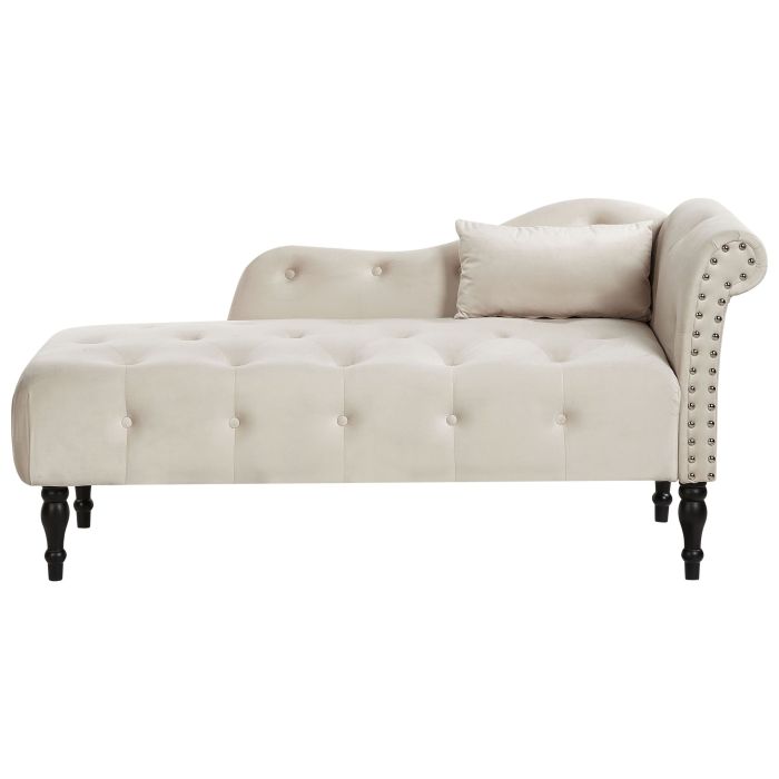 STOWHURST Velvet Right-Hand Chaise Lounge - Beige