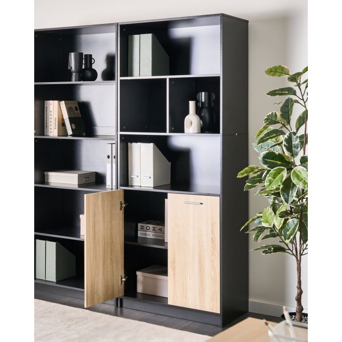 ZNHEA 2 Door Bookcase - Brown and Black