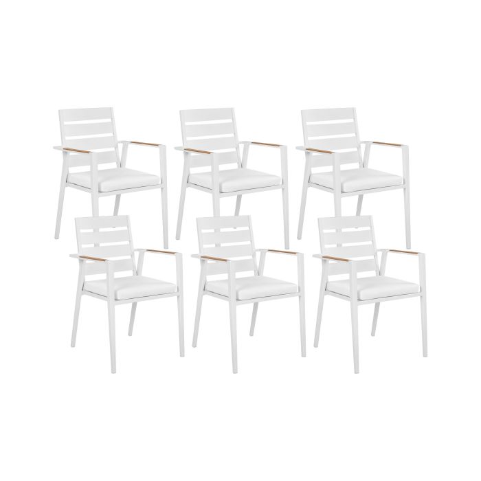 Set of 6 Garden Chairs TAVIANO Metal White