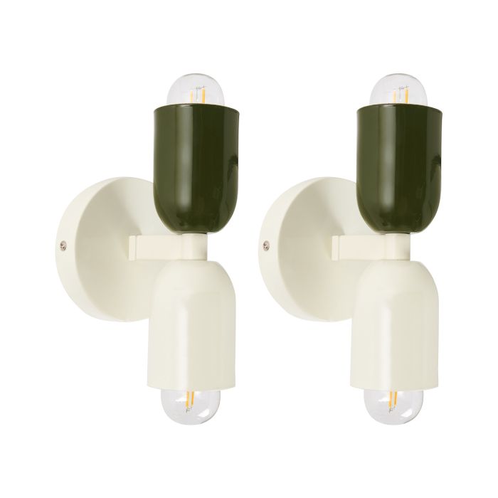 EASTMEREFORD Metal Set of 2 Wall Lamps - White
