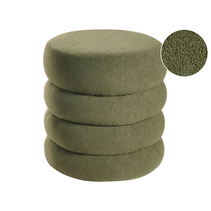 MOSSDEN Boucle Fabric Footstool - Green