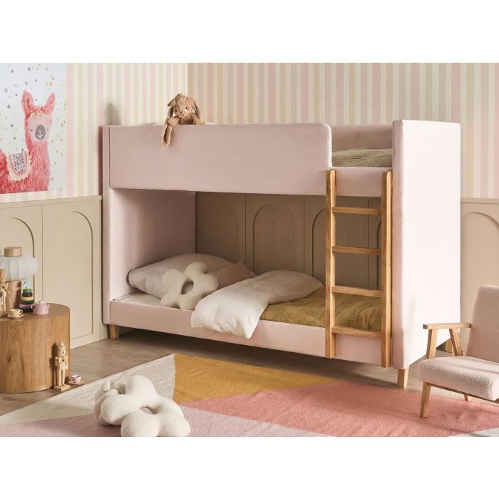 BUHIVO EU Single Velvet Bunk Bed - Pink