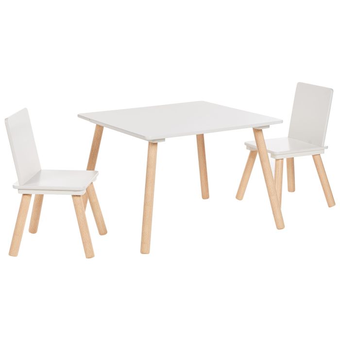 2 Seater Kids Set Table with Chairs Light Wood and White WRINGLEY