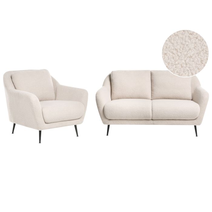 CLIFTONWELL Boucle Fabric 2 Seater Sofa and Armchair Sofa Set - Beige