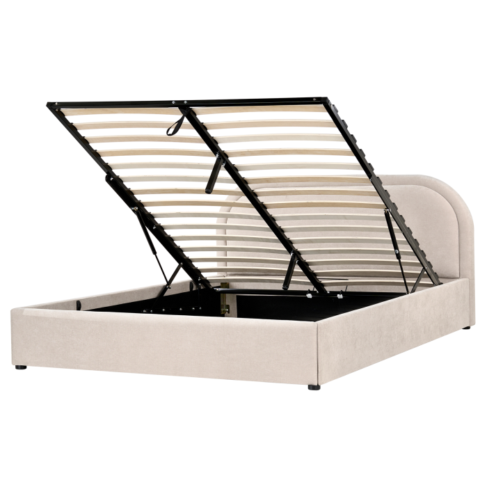 DUILLEN Kingsize Fabric Ottoman Storage Bedframe - Light Beige