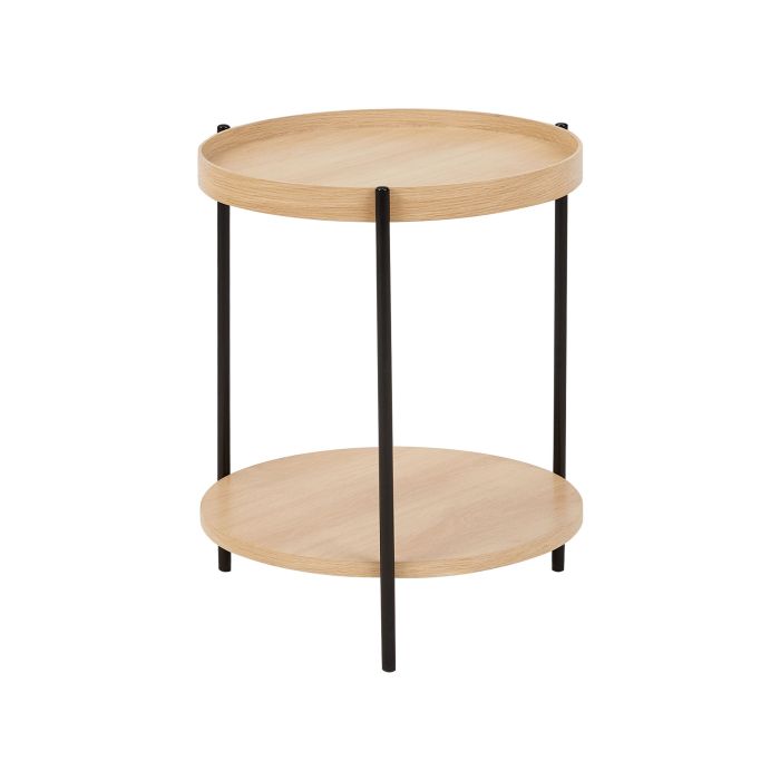 Side Table Light Wood with Black LANDER