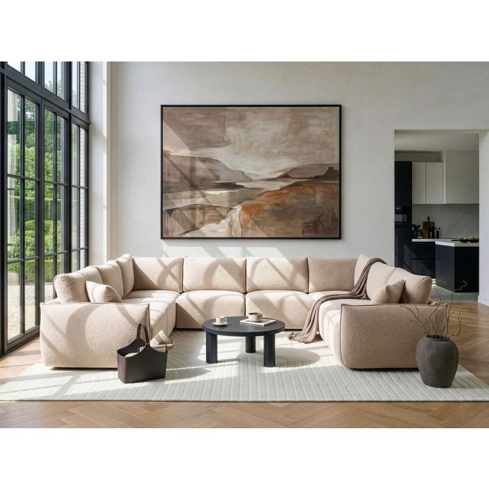 KACOVI Boucle Fabirc 8 Seater U Shaped Corner Sofa - Beige