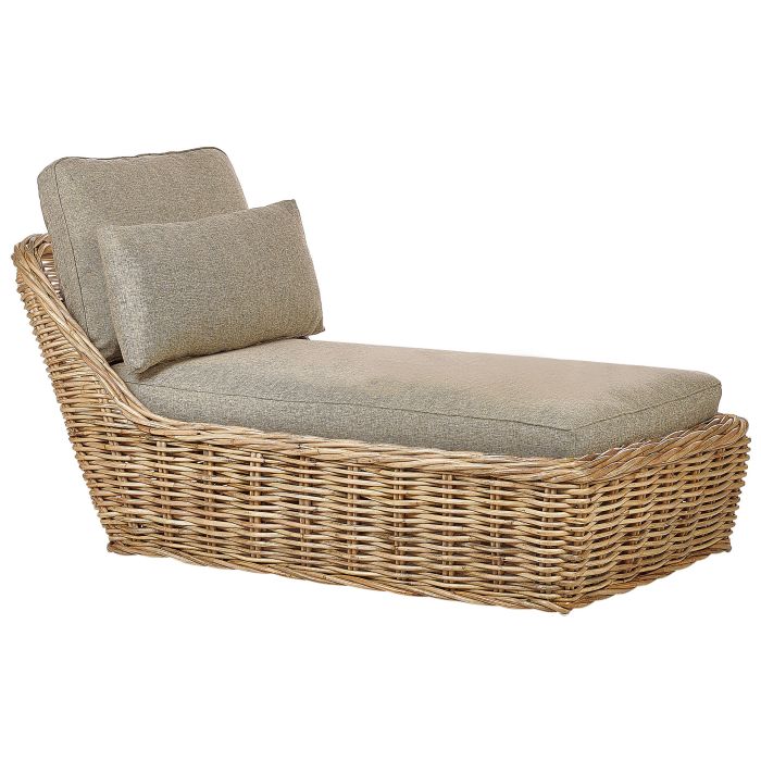 Rattan Sun Lounger with Cushion Taupe BELSITO