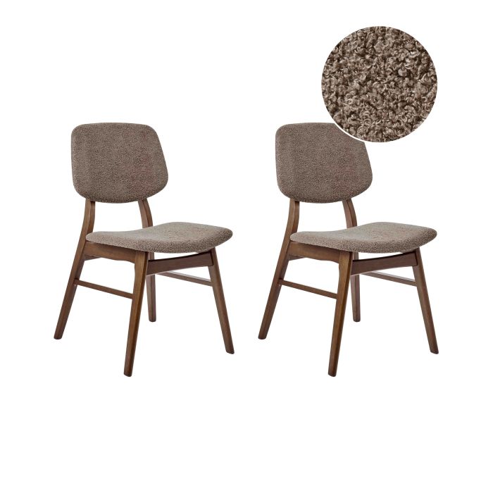 Set of 2 Dining Chairs ELLA Wood Taupe
