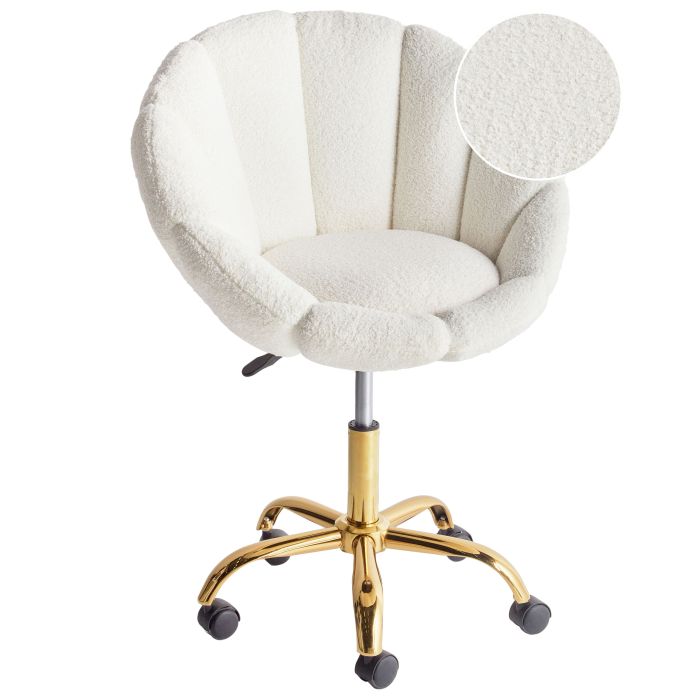 Boucle Desk Chair White ANNABELLE
