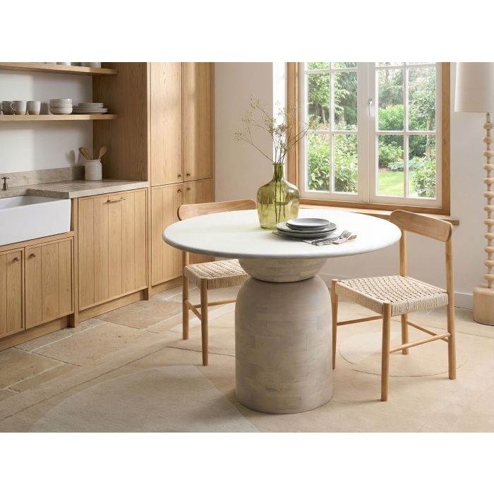DENTARA Mango Wood Dining Table - White
