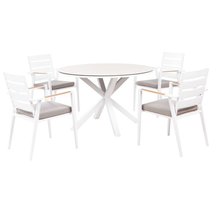 Garden Dining Set 4 Seater MALETTO/TAVIANO with Cushions Metal Grey