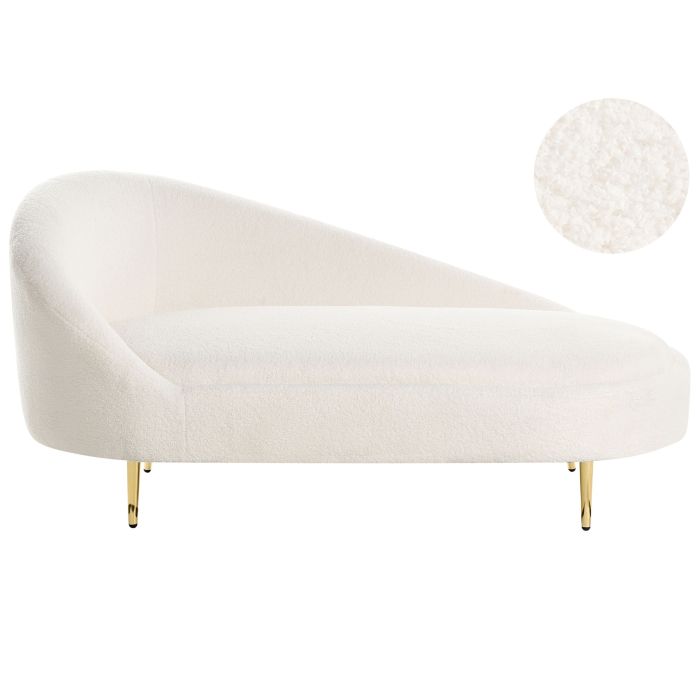 VARLEAS Left Hand Boucle Chaise Lounge Off White