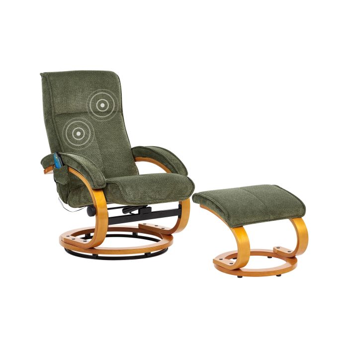Massage Chair HERO with Footstool Fabric Green