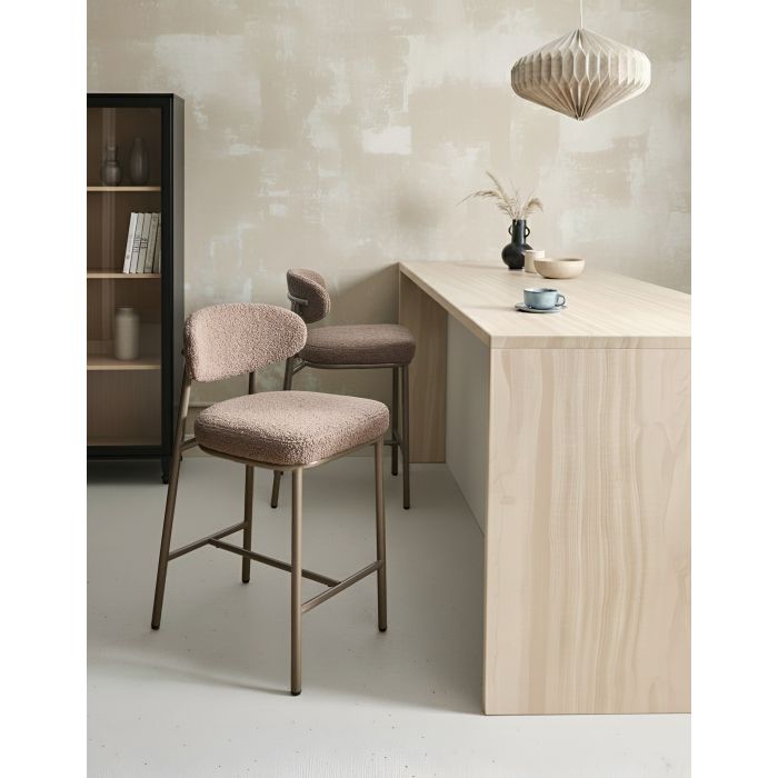 BINUVO Boucle Bar Stool Set of 2 - Taupe