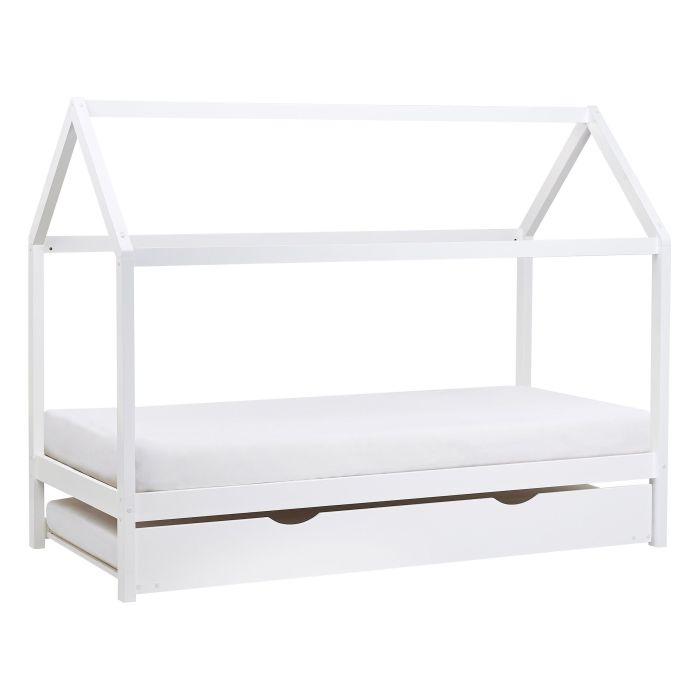RILLA Kids Trundle Bedframe Pine Wood 90 x 200cm EU Single Bed White