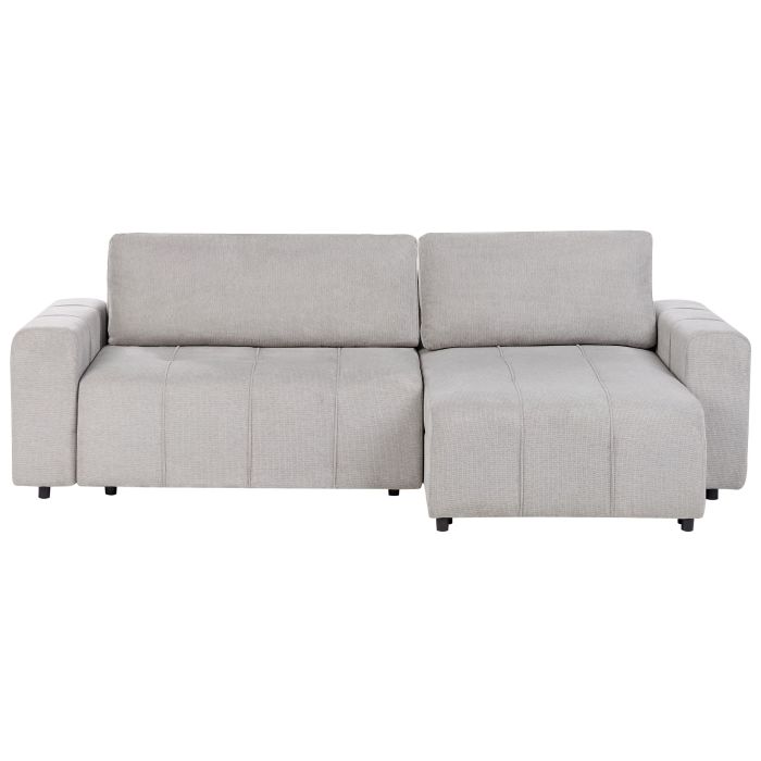 Corner Sofabed - INKVIN Left Hand Facing 3 Seater Fabric with Storage Light Grey