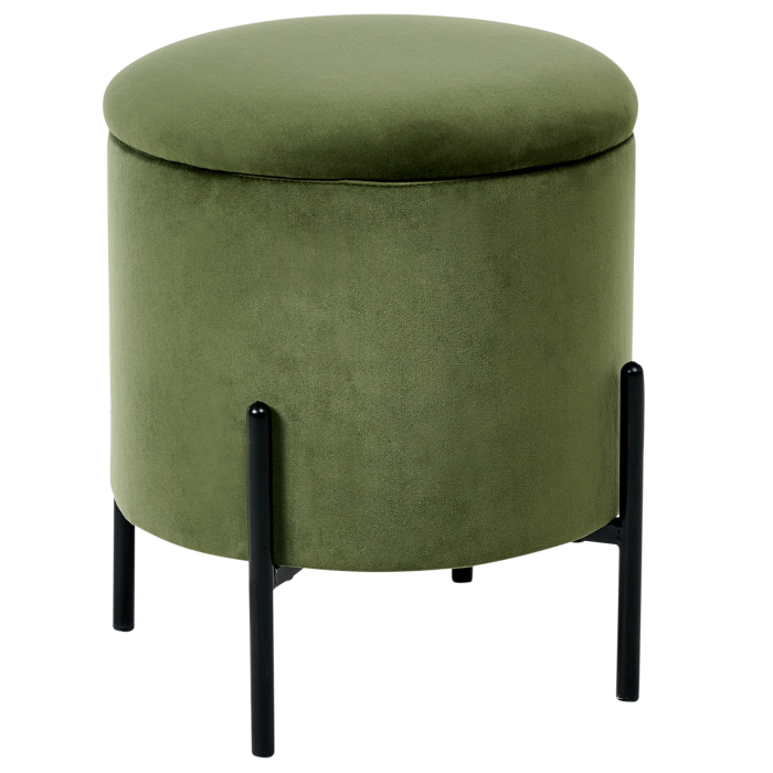 DERVALE Velvet Ottoman Storage Pouffe - Dark Green