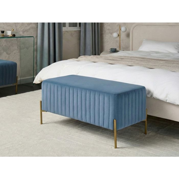 BOHIVO Velvet Ottoman Bench - Grey