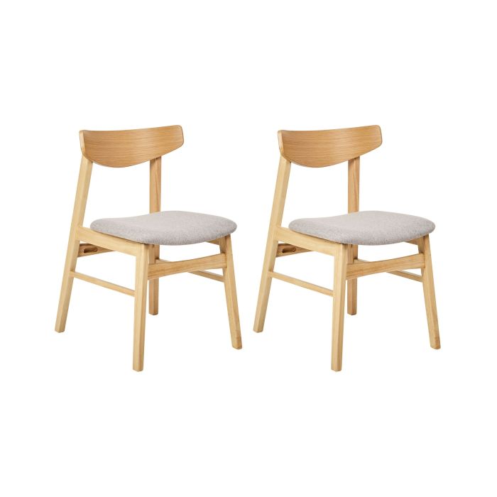 Set of 2 Dining Chairs SMILEY Wood Light Grey