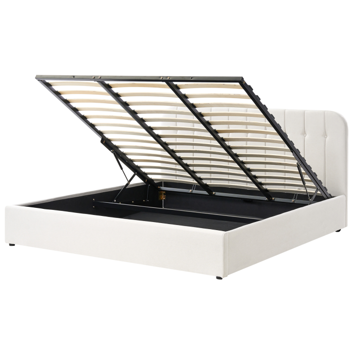 CHALLON Super Kingsize Fabric Ottoman Storage Bedframe - Off-White