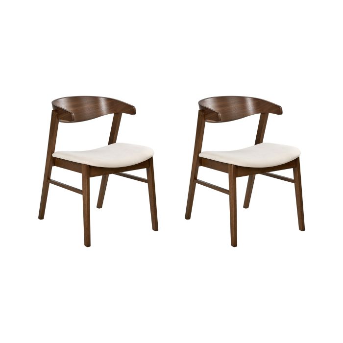 FORDENWELL Fabric Dining Chairs - Set of 2 - Off White with Dark Brown
