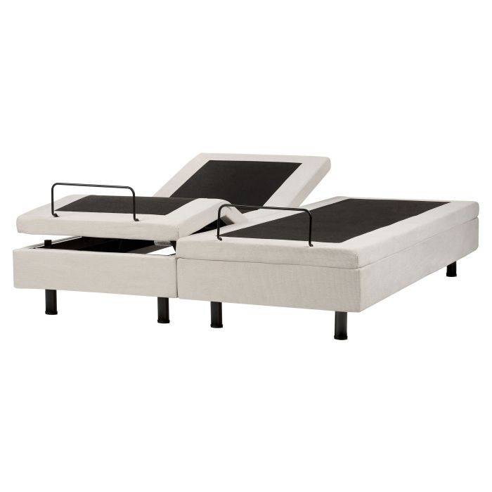 LUKE Adjustable Bedframe without Headboard Fabric 160 x 200cm EU Kingsize Bed Light Beige